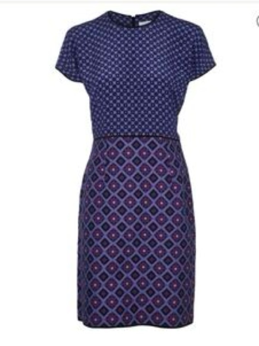 Victoria Beckham Silk Geometric Pattern Short sleeve Shift mini dress 8